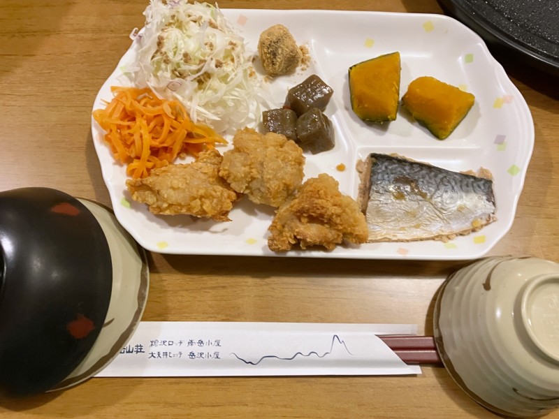 槍沢ロッジの夕飯