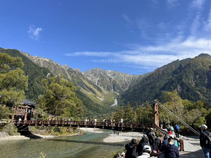 朝の気温13度の河童橋