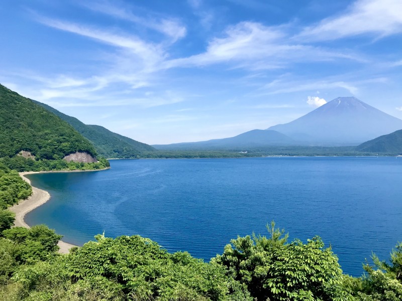 本栖湖と富士山