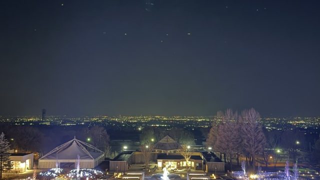 ハーモニーオブライトの灯りと前橋市の夜景