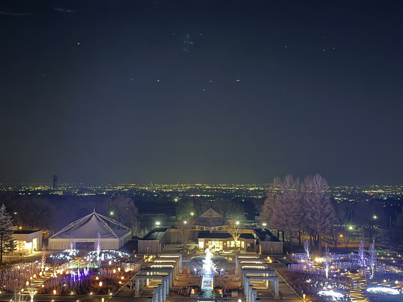 ハーモニーオブライトの灯りと前橋市の夜景